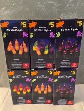 6 Boxes 50 Mini Halloween Lights - Indoor & Outdoor Steady Or Flashing New